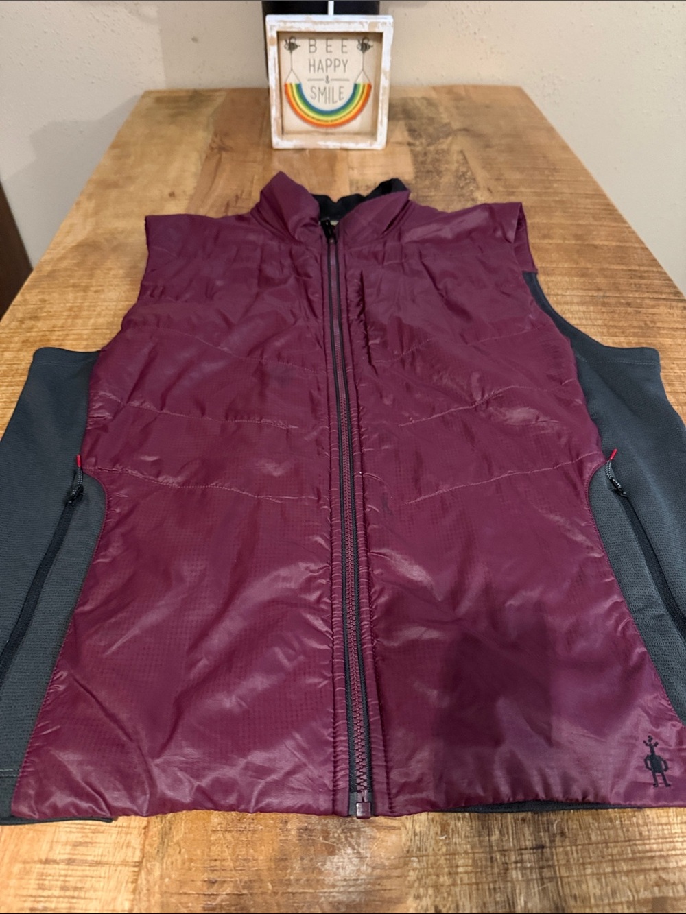 Smartwool Men's Maroon Quilted Vest with Black Panels